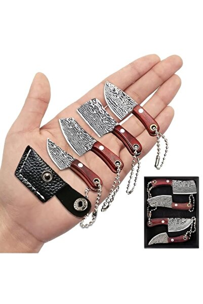 Generic 4Pcs Damascus Pattern Mini Chef Knife Set,Pocket Knives with Wood Han...