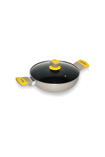 Generic CLASSYTOUCH Non-Stick Wok/Kadhai with Glass Lid for Stir Frying, Stea...