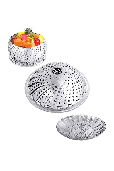 Generic Stainless Steel Folding Vegetable Steamer Basket, Expandable 13.5 cm ...