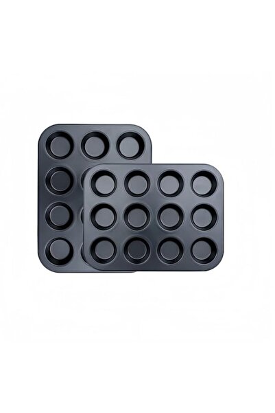 Generic 12-Cup Carbon Steel Muffin Pan, Non-Stick Cupcake Baking Tray, Black,...
