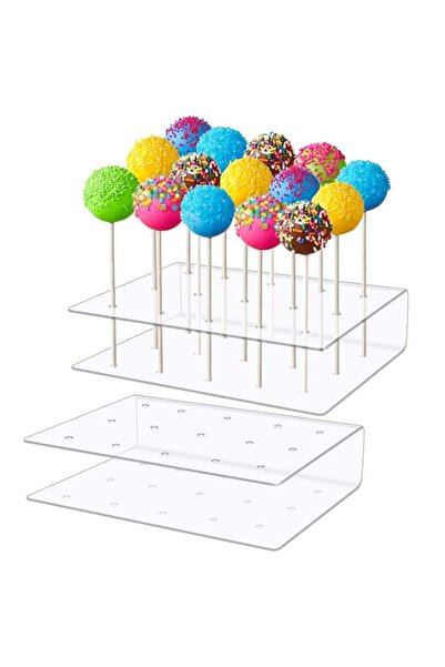 Generic Lollipop Stand 2 Pieces Acrylic Cake Pops Display Stand 15 Holes Tran...