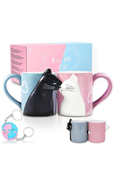 Generic BigNoseDeer Kiss Cat Coffee Couple Mug set, Unique Funny Tea Ceramic ...
