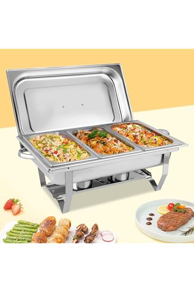 Generic Chafing Dish Buffet Set 11L Catering Server Chafer Food Warmer, Stain...