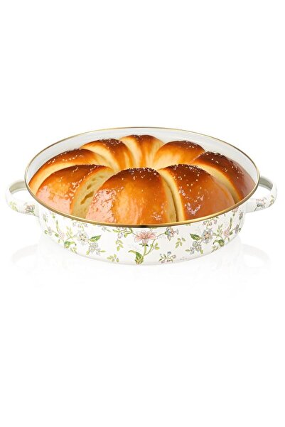 Generic 11 Inch Enamel Pie Pan with Lid, Vintage Art Baking Dish Oven Dishwas...