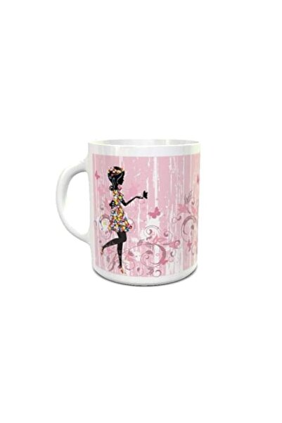 Generic Impress Flower Girl Design Ceramic Coffee Mug (White)