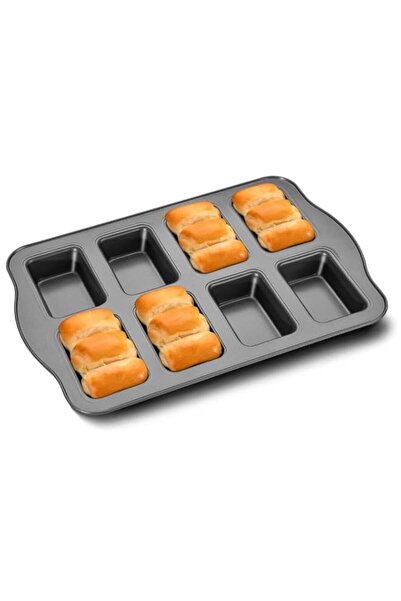 Generic Mini Bread Baking Pan 8 Holes, Carbon Steel Baking Bread Pan, Rectang...