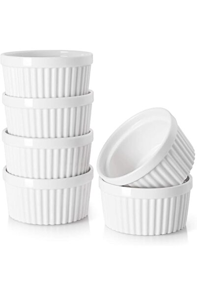 Generic DOWAN Ramekins Set of 6, 8 oz Porcelain Soufflé Dishes for Creme Brul...