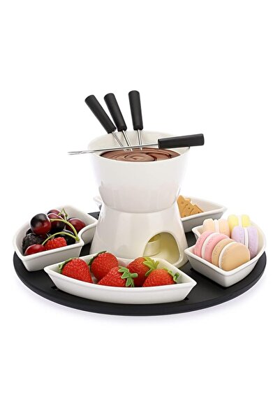 Generic Ceramic Butter Warmer Set with Wooden Pallet, 300ML Fondue Pot Meltin...