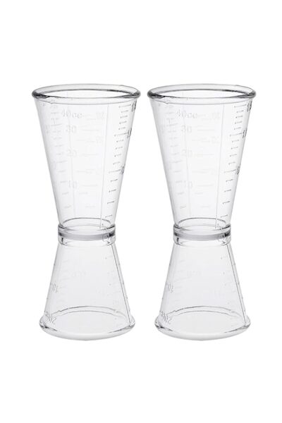 Generic uxcell 2 Pcs Double Clear Jigger Plastic Measure Cup for Bar Party Ki...