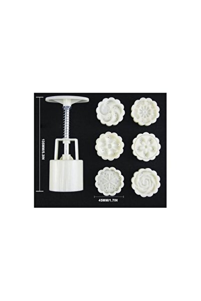 Generic Flower Shaped Moon Cake Mold -White- 14.5X6.7X5Cm- 6-Piece