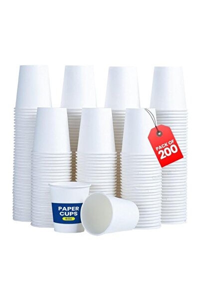 Generic Duravel 200 x 6 oz Disposable White Cups Hot & Cold Drinks Perfect fo...