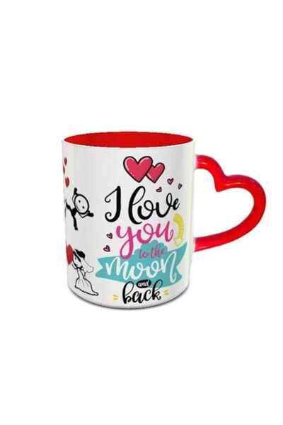 Generic imPRESS White & Red Ceramic Coffee Mug with i love you to the moon an...