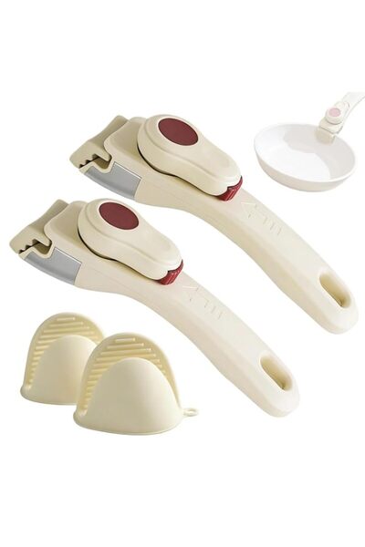 Generic 2PCS Removable Pot Handle Cream Beige with 2 PCS Silicone Oven Gloves...