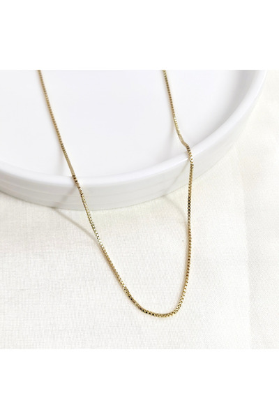 Güler Yüzlü Silver Xuping 1 mm Thin Cube Chain Necklace 60 cm Gold