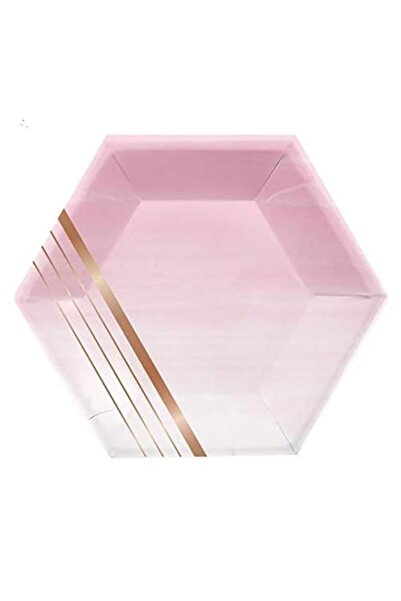 Generic Creative Converting Rose All Day Banquet Plates Hexagon Foil 11.5x10"...