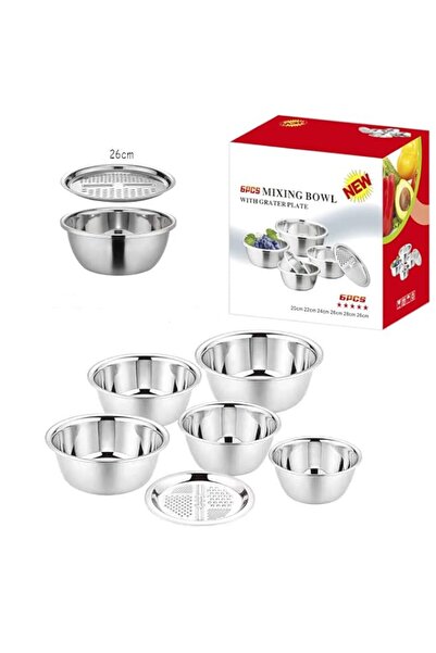 Generic ARTC Stainless Steel Mixing Bowl With Grater, Nesting Bowls with Grat...
