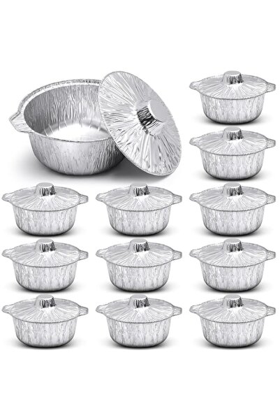 Generic YelaJoy Disposable Aluminum Pot with Lid,12 Pcs Round Foil Pans,Food ...