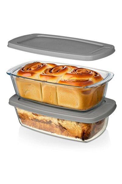 Generic LARGE 1800 ML Glass Loaf Pan with Lids (Set of 2) - Meatloaf Pan BPA ...