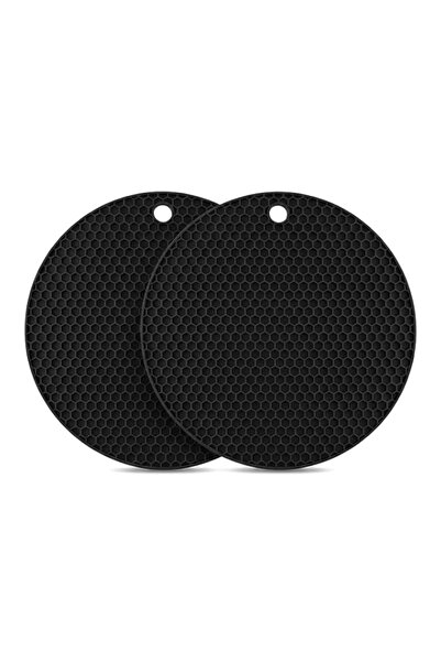 Generic Round Silicone Trivets, Black, Set of 2, 17.3cm, Extra Thick Non-Slip...