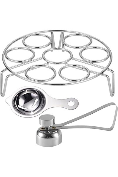 Generic 3-Set 304 Stainless Steel Egg Tool Kit – Steamer Rack, Egg Opener & S...