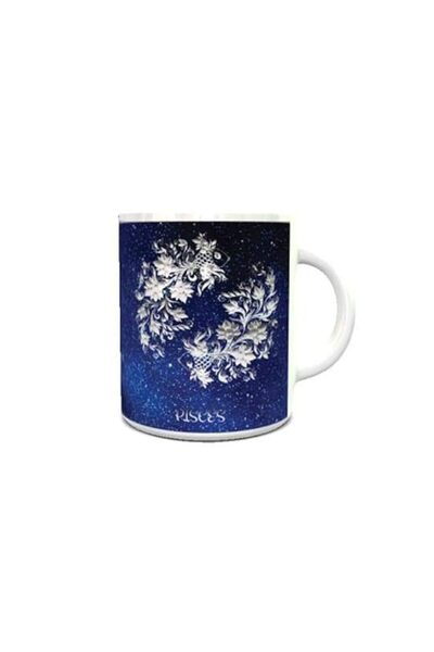 Generic White Ceramic Coffee Mug with Zodiac Sign Pisces Design