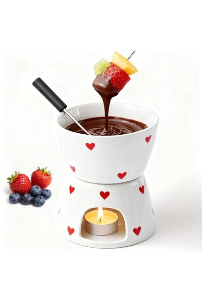 Generic Yelajoy Sweet Cheese Fondue Cup, White Ceramic Chocolate Melting Cup ...