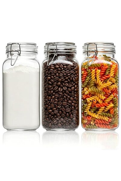 Generic ComSaf Airtight Glass Canister Set of 3 with Lids 78oz Food Storage J...