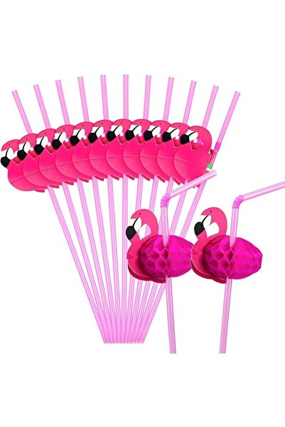 Generic 50 Pcs Tropical Flamingo Decorative Paper Straws, Extendable Bendable...