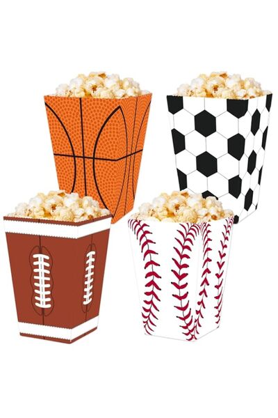 Generic 24Pcs Sports Theme Popcorn Boxes – Azonee Paper Treat Boxes for Birth...