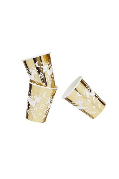 Generic Reindeer Gold Foil Paper Cups 8pcs