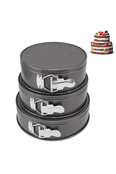 Generic Cake Pan Set, 3 Piece Hinged Cake Pan Set Round Cake Tin Set Heavy Du...