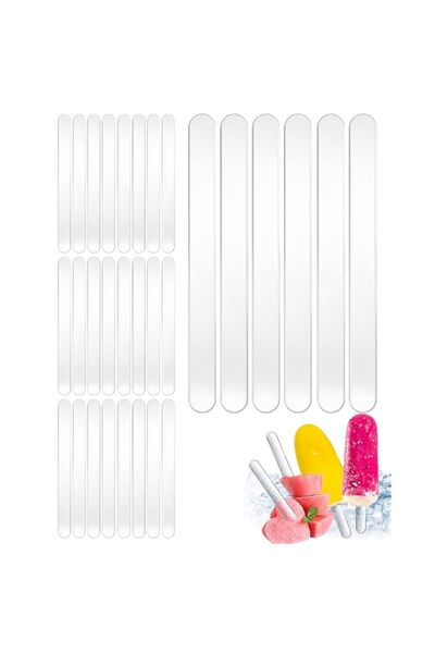 Generic Pack of 30 Transparent Acrylic Cake Sticks, Reusable Ice Cream Sticks...