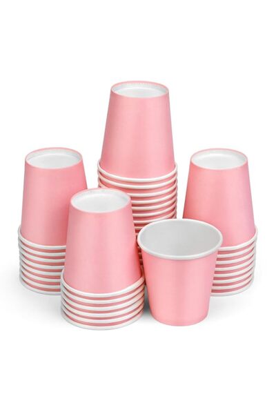 Generic Mnuizu 50 Pack 3 oz Pink Paper Cups,Disposable Bathroom Cups,Mouthwas...