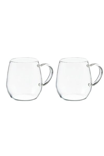 Generic Hario Round Glass Mug Set 2pcs, Heatproof Borosilicate Glass, Dishwas...