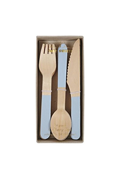 Generic Meri Meri Soft Blue Wooden Cutlery Set