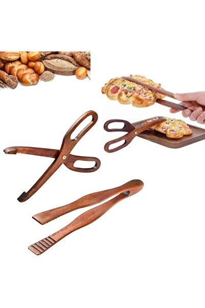 Generic SYOSI 2 Packs Toaster Tongs Reusable Wood Cooking Tongs Scissor Woode...