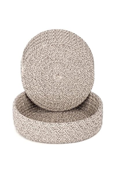 Generic Cotton Trivets and Storage Basket Set, 4 Round Mats 18 cm, 1 Basket 2...
