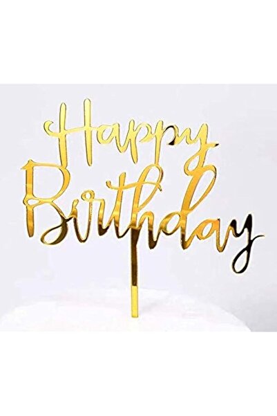 Generic 1 Count Acrylic Glitter Cake Decorating Toppers - Happy Birthday Gold...
