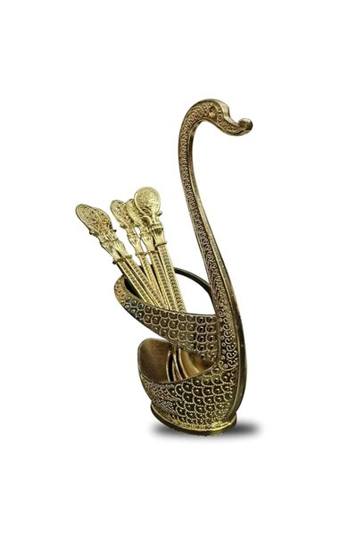 Generic Stainless Steel Swan Base Holder Spoon Organizer with 6 Spoons, Coffe...