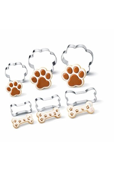 Generic Dog Paw Cookie Cutters, Stainless Steel Set of 6, 3 Sizes, Paw Print ...