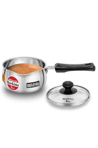 Generic Hawkins 1 Litre Tpan, Stainless Steel Tea Pan with Glass Lid, Inducti...