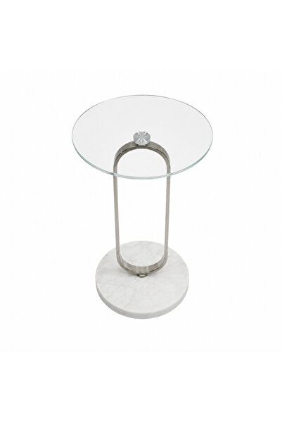 Palma homez Side Table Silver Glass 35X35 cm