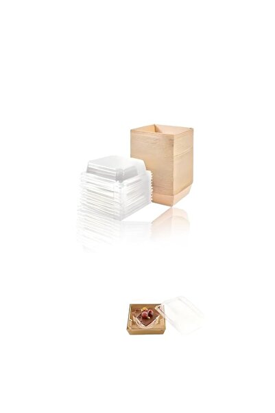 Generic Sweet seven 50 Pack 3.5" Brown Square Paper Charcuterie Boxes with Cl...