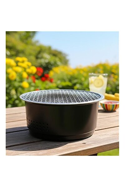 Generic AKDC BBQ Steamer Set, 28 cm Round Metal Grill, Black Outdoor Cooking ...
