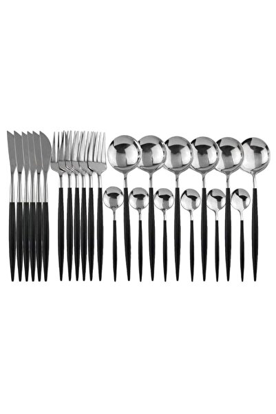 Generic 24 Piece Cutlery Set, 18/0 Stainless Steel Knife, Fork, Spoon, Teaspo...