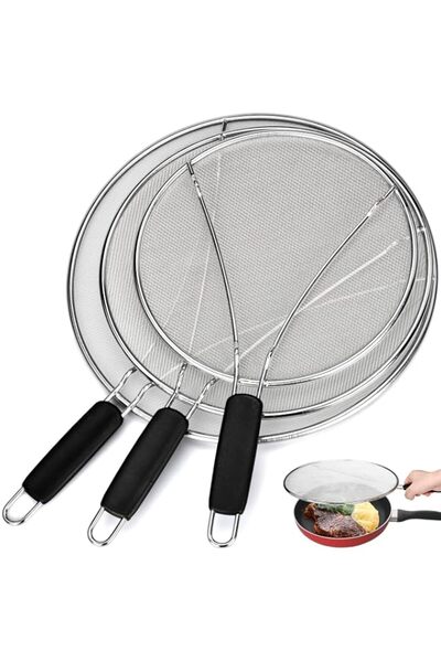 Generic Splatter Screen for Frying Pan, 13" 11.5" 9.8" Stainless Steel Fine M...