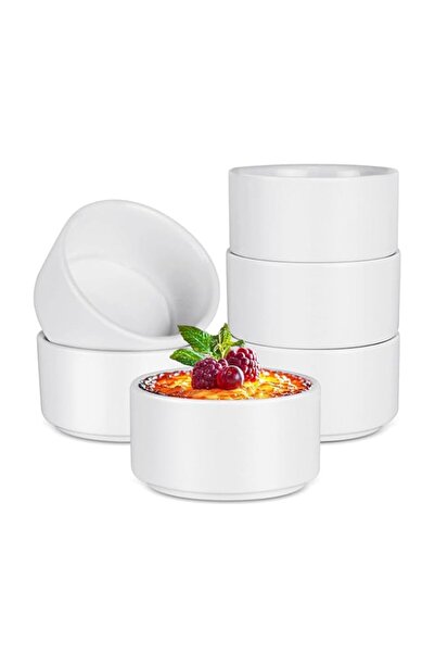 Generic Porcelain Ramekins Set of 6, 6 * 3 cm White Ceramic Creme Brulee Rame...
