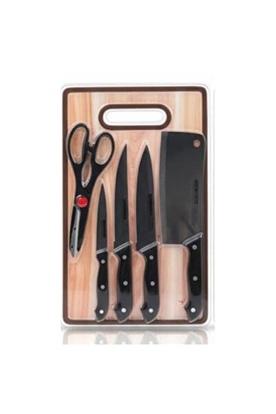 Generic 6-Piece Kitchen Knife Set with Cutting Board and Scissors, Stainless ...