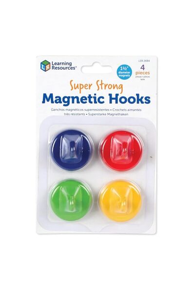 Generic Learning Resources Super Strong Magnetic Hooks, Set Of 4, Assorted Co...