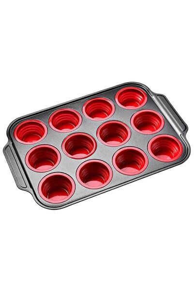Generic YelaJoy Silicone Muffin Pan, 12 Holes with Metal Frame Non-Stick Pres...